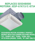 Replacement 769RL B Unit Motor Assembly S0504B000 Power Module Fits 769RL B Unit Bathroom Exhaust Fan