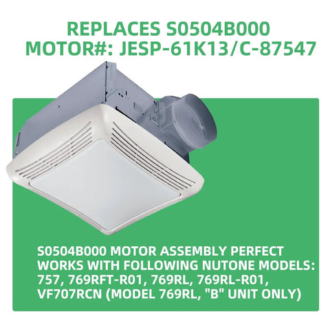 Replacement 769RL B Unit Motor Assembly S0504B000 Power Module Fits 769RL B Unit Bathroom Exhaust Fan