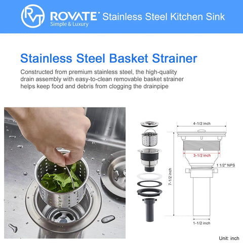 Bar Sink 15 By 15 By 8 Inch Undermount Single Bowl Stainless Steel Kitchen Sink T-304 With Strainer being demonstrated