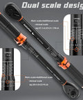 Six Piece Torque Wrench Set With One Half Inch Drive, Three Eighths Inch Drive, And One Quarter Inch Drive, Click Type Wrenches With Plus Or Minus Three Percent Accuracy, Chrome Plated CR-V Steel For Durable Auto Repair And Precise Fastening featuring dual scale design