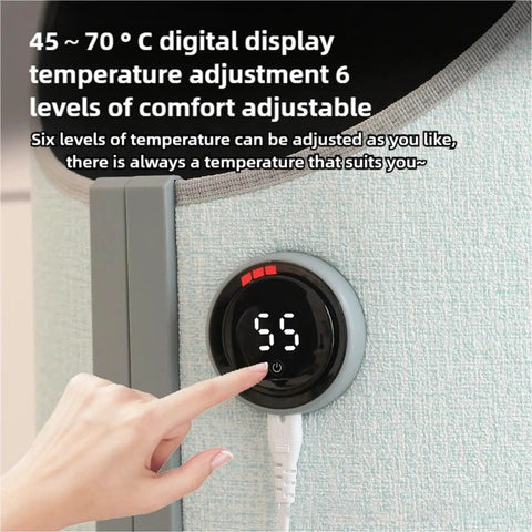 Close-up of digital control for Under Desk Foot Warmer Portable Personal Electric Panel Heater For Office Quiet And Cozy Foot And Leg Warmer With Timer Keep Your Toes Toasty Under The Desk All Day
