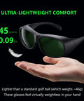 Kickass Laser Safety Glasses 900-1100nm OD8 Plus DIN4 Heavy-Duty Eye Protection Goggles resting in a hand showcasing lightweight comfort.