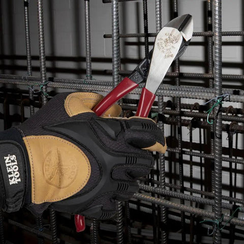 Ironworker using 3 Piece Pliers Kit With Ironworker's Diagonal Cutting Pliers And Heavy Duty Side Cutters In Flame Resistant