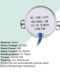 Low RPM Synchronous Electric Motor 15 To 18 RPM AC 110V 50 60Hz 4W Reversible CW CCW 7mm Shaft Diameter With 16mm Shaft Length Compact