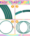 Easy assembly of Six Detachable Plastic Exercise Hoops Set for Teens and Kids, colorful dark green 23 inch hoops with removable blocks