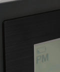Close-up view of the Digital Atomic Clock With Outdoor Temperature And Moon Phase Auto Time Sync Large Two Inch Digits screen and black frame.