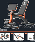 Adjustable Weight Bench With 1000 Lbs Capacity, Heavy Duty Foldable Home Gym Bench showing 3-step folding process