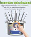 Temperature knob adjustment on Top Tier 800W Lab Airflow Dryer Electric Drying Rack for lab glassware cleaning.