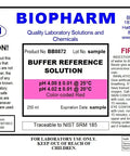 PH Calibration Buffer Set 4.00 7.00 10.00 3 Pack, 250 mL Bottles, NIST Calibrated Color Coded, Lot Numbered and Expiration Dated, Lab Grade for Pharma Pros, Academic, Research and Industrial Labs label showing pH 4.00 buffer details.