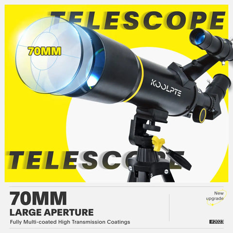 70mm Aperture Refractor Telescope With 400mm AZ Mount 20x 200x Magnification Budget Friendly Travel Kit on tripod