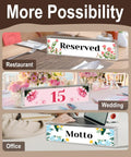 Acrylic Desk Name Plate Holder For Office 2x8 Inch Double Sided Block Clear Table Sign Stand For Names Titles Logos And Mottos DIY Print Inset Fits 2x8 Inch Paper Front And Back Display Boss Level For Your Office Desk with examples from restaurant, wedding, and office settings.