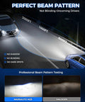 Beam pattern of Beast Mode Bright 9005 9006 LED Bulbs Kit showing light coverage up to 2000ft.
