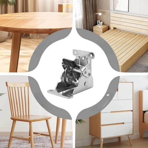 Beefy Heavy Duty Self-Locking Foldable Hinge For Tables Beds Chairs Cabinets And More with 8 screws, 0, 90, 180 degree use.