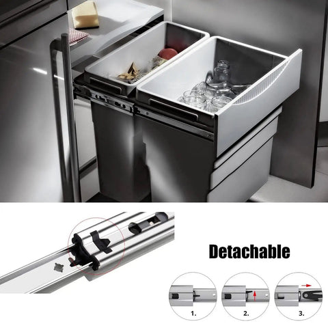 Heavy Duty Soft Close Drawer Slides 14 Inch Side Mount Telesrails for kitchen cabinets showing detachable sliding mechanism