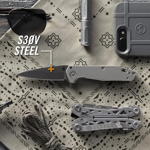 Fastball Slim Folding Knife With Lock Release, Lightweight EDC Pocket Knife Featuring A 3 Inch S30V Wharncliffe Blade on table