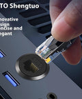 Hella Sleek Cat6 Rj45 Panel Mount Connector With Threaded Bulkhead Coupler for easy Gigabit Ethernet connections.