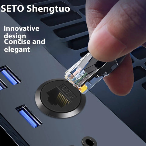 Hella Sleek Cat6 Rj45 Panel Mount Connector With Threaded Bulkhead Coupler for easy Gigabit Ethernet connections.