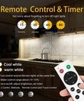 Remote control and timer features for Six Pack Wireless Under Cabinet Lights With Remote Control No Fuss Dimmable 20 LED Rechargeable