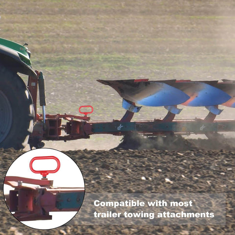 8 Pack Three Eighths By Four Inch Locking Trailer Hitch Pins With Clips And Handles in use on farm equipment