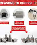 Close-up of 32 Piece Screw Extractor Kit With Left Hand Drill Bits and Hex Adapter for broken rusted screws and bolts removal.