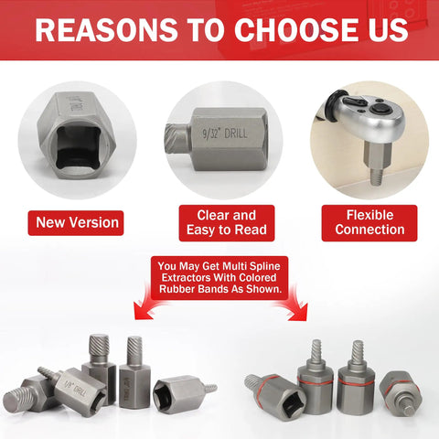 Left Hand Drill Bit And Screw Extractor Set 22 Pcs with MultiSpline Extractors close-up showing details and features