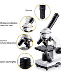 Kid Friendly Microscope Kit For Kids And Adults 100X To 2000X Compound Microscope with 25X eyepiece, 2X lens, metal frame