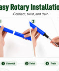 Easy rotary installation of Six Piece Soccer Agility Poles Set For Training, showing the connection and twisting process