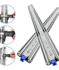 Built Like A Tank Heavy Duty Drawer Slides Locking Full Extension Side Mount Rails measuring with caliper for installation tips.