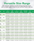 Versatile size range chart for T Shaped Silicone Hole Plug 76.3 Mm, showing dimensions and quantities for different sizes.