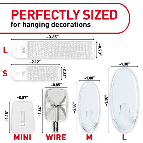 Clear Variety Pack For Damage Free Hanging With Eight Pairs Of Picture Hangers, Four Clear Wire Hooks And Eleven Wall Hooks