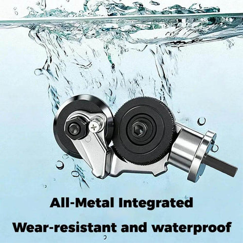 Titanium Drill Nibbler Attachment For Electric Drills Pro Grade Sheet Metal Cutter Tool Kit submerged in water, all-metal design shown.
