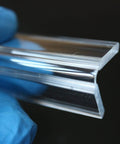 Close-up of 3 Pack Clear Acrylic Flexible Living Hinges 300mm showing low-profile, heavy-duty polycarbonate design.