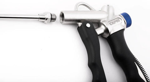 Two-Way Air Blow Gun With Adjustable Air Flow And Extended 4.5 Inch Nozzle For Stubborn Debris Dust Water And Hard To Reach Areas