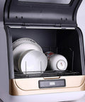 Interior view of Reliable Countertop Dishwasher With High Temp Air Dry Three Wash Modes And 360 Rotate Spray with plates.