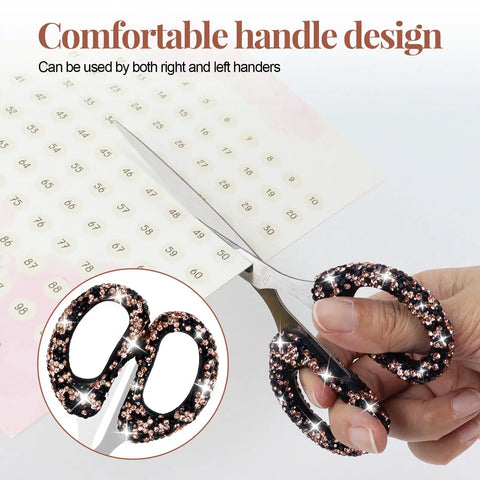Glitter Black Bling Office Set 3 Piece With Heavy Duty Stapler 1000 Staples Tape Dispenser And Scissors showing comfy handle