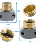 Ditch The Leaks And Fix That Rotten Hose! This Awesome Garden Hose Repair Kit Includes Heavy Duty Aluminum Couplings And Zinc Alloy Clamps To Securely Patch 3/4 Or 5/8 Inch Hoses For Sprinklers, Faucets, And All Your Outdoor Watering Needs Without. brass and gray hose repair coupling with 3/4 and 5/8 inch dimensions shown