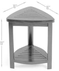 Solid Teak Wood Bath Spa Shower Stool Corner Bench Fully Assembled Built To Last With Moisture Resistant Finish For Everyday Bathroom Use Compact Corner Design Fits Small Bathrooms And Makes Showering Spa Ready