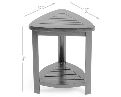 Solid Teak Wood Bath Spa Shower Stool Corner Bench Fully Assembled Built To Last With Moisture Resistant Finish For Everyday Bathroom Use Compact Corner Design Fits Small Bathrooms And Makes Showering Spa Ready