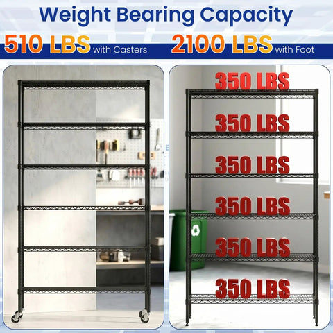 Commercial Wire Shelving Unit With Locking Casters And Adjustable Steel Shelves Heavy Duty Space Saving Storage Rack For Restaurant Garage Pantry And Kitchen Black Finish 45 By 18 By 82 Inches Beast, black wire rack with casters and shelves