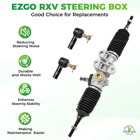 EZGO RXV Steering Rack Assembly For 2008-Up Golf Cart Gas Or Electric, Steering Gear Box With Ball Joints And Latch Display