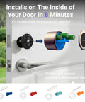 Smart Lock Retrofit For Your Deadbolt In Minutes With Built In Wi Fi Keyless Entry, App Remote Control, Auto Lock, Door Ajar Alerts, 300 Day Battery, Alexa Compatible, No Drill Installation, Antique Bronze Finish with installation on door