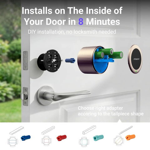 Smart Lock Retrofit For Your Deadbolt In Minutes With Built In Wi Fi Keyless Entry, App Remote Control, Auto Lock, Door Ajar Alerts, 300 Day Battery, Alexa Compatible, No Drill Installation, Antique Bronze Finish with installation on door