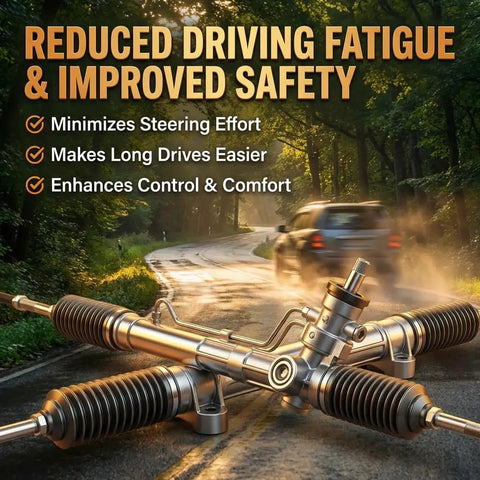 Badass Steering Rack And Pinion Assembly For Chevy Spark 2013 To 2015 Gas Models And 2014 To 2016 Ev Vehicles viewed on a winding road.