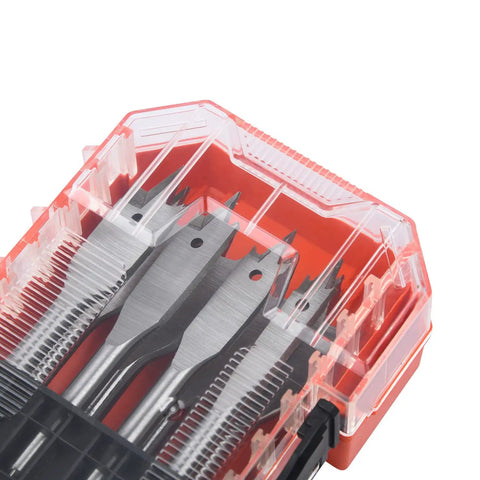 Spade Drill Bits Set 3/8 To 1 Inch For Wood Plastic Aluminum With 1/4 Inch Hex Shank Paddle Flat Bits 8-Piece in tough case