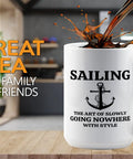 15oz White Sailor Coffee Mug Gift For Boaters And Boat Captains, Funny Lake Scene, The Art Of Sailor Gifts, coffee splash