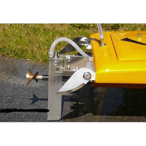 65x25mm Aluminum CNC Machined RC Boat Water Jet Turn Fin For 75-85cm Electric Nitro Remote Control Boats mounted view