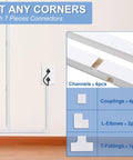 94.5 Inch Cord Hider Kit For Walls And TV Wires, Cable Concealer showing channels, couplings, elbows, and fittings setup
