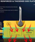 Heavy Duty Permanent Magnetic Lifter With Alloy Steel Hook 4400 Lbs Plate Lift Magnet for Hoist showing reinforced side plates and caution labels.