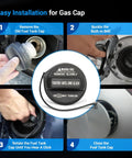 Diagram showing installation steps for Plug And Play Direct Fit Gas Cap 31010 3L600 For Hyundai And Kia