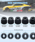 5 Piece 48P Pinion Gear Set 17T 18T 19T 20T 21T For 3.175mm Shafts With Hex Key Beef Up Your 1 10 Scale RC Cars Traxxas HSP Arrma HPI Axial Tamiya Losi Brushless Motors, shown with size dimensions.
